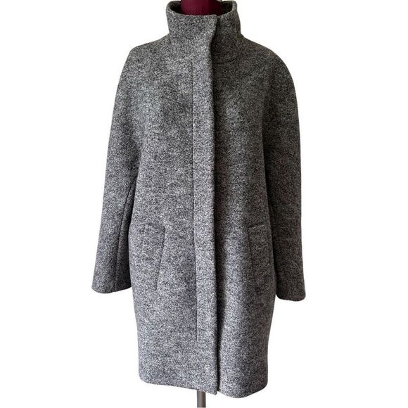 Theory Wool Jacket size S Gray Stand Collar Oversized Hidden Button Front - Picture 1 of 11